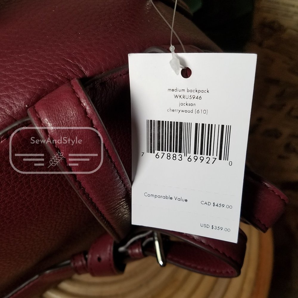 Cute Medium Jackson Backpack Cherrywood Burgundy Kate Spade Brand New - Picture 2 of 8